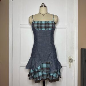 Cache Cache denim plaid dress